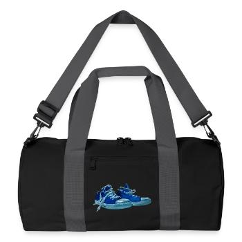 Blue sneaker print - Recycled Duffel Bag - black/graphite grey - Front