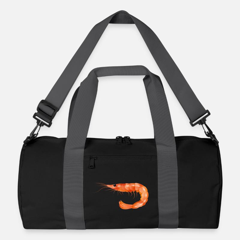rosarote Garnele oder Shrimp von Hand gezeichnet Recycelte Duffel Bag