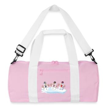 Snowmen - Schneemann Weihnachtstrupp - Recycelte Duffel Bag - Rosa/Weiß - Vorne