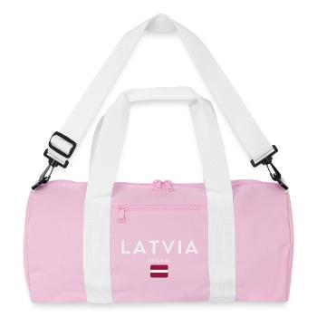Lettische Flagge, Lettische Flagge - Recycelte Duffel Bag - Rosa/Weiß - Vorne