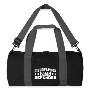 Dissertation verteidigt 2026 PhD EdD Doktorarbeit - Recycelte Duffel Bag - Schwarz/Graphitgrau - Vorne