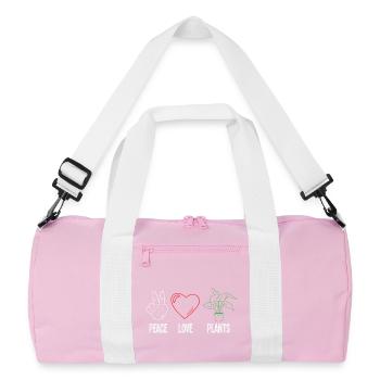 Plant Lover Peace Love Plants Succulent Flower - Recycled Duffel Bag - pink/white - Front