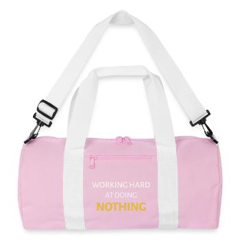 Hart daran arbeiten, nichts zu tun - Recycelte Duffel Bag - Rosa/Weiß - Vorne