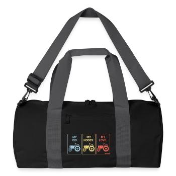 Mon travail – Mon passe-temps – Mon amour (Tractor Bauer / 3C) - Sac de sport recyclé - noir/gris graphite - Devant