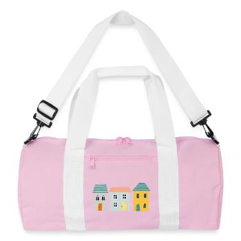 Häuser - Recycelte Duffel Bag - Rosa/Weiß - Vorne
