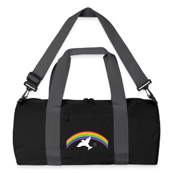 RAINBOW Regenbogen with peace dove - Recycled Duffel Bag - black/graphite grey - Front