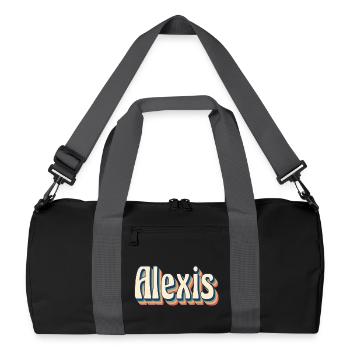 Vintage Retro Alexis T-Shirt T-Shirt Geschenkidee - Recycelte Duffel Bag - Schwarz/Graphitgrau - Vorne