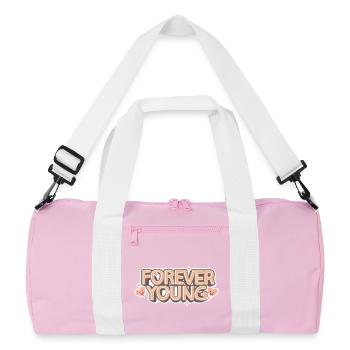 Forever Young – Verspielte Retro-Schrift - Recycelte Duffel Bag - Rosa/Weiß - Vorne