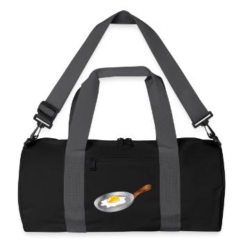 Œuf au plat dans une poêle – petit-déjeuner au charme rétro - Sac de sport recyclé - noir/gris graphite - Devant