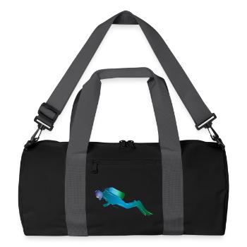 Diver silhouette in blue-green tones - Recycled Duffel Bag - black/graphite grey - Front