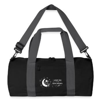 Je t’aime jusqu’à la lune et retour gribouille - Sac de sport recyclé - noir/gris graphite - Devant