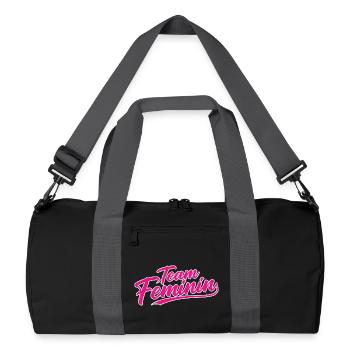 Team Feminin – Pink Girl Power Statement Design - Recycled Duffel Bag - black/graphite grey - Front