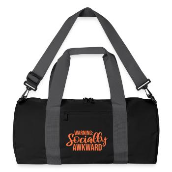Warning Socially Awkward Funny Social Clumsy - Recycled Duffel Bag - black/graphite grey - Front