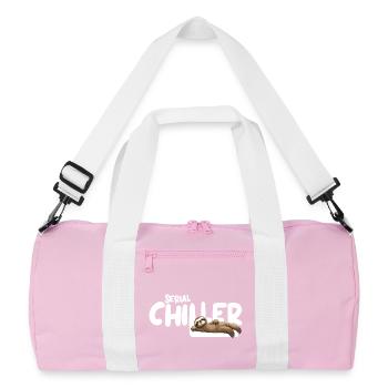 Sloth Serial Chiller – Funny Sloth Tee - Recycled Duffel Bag - pink/white - Front