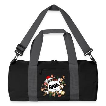 lustige Comic Blase - Stressfaktor Weihnachtszeit - Recycelte Duffel Bag - Schwarz/Graphitgrau - Vorne