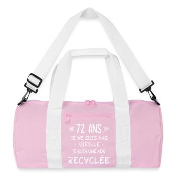 ado recyclée, anniversaire 72 ans, j'ai 72 ans - Sac de sport recyclé - rose/blanc - Devant