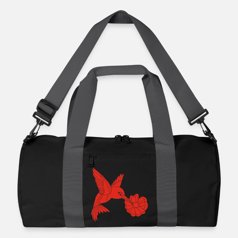 Roter Vogel auf Nahrungssuche Recycelte Duffel Bag