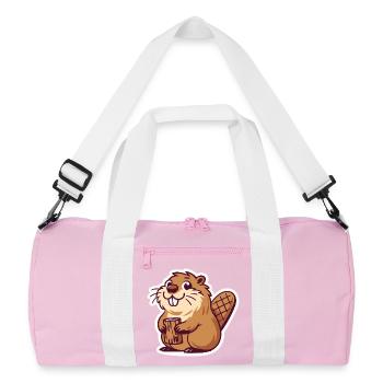 Biber Meme - Recycelte Duffel Bag - Rosa/Weiß - Vorne