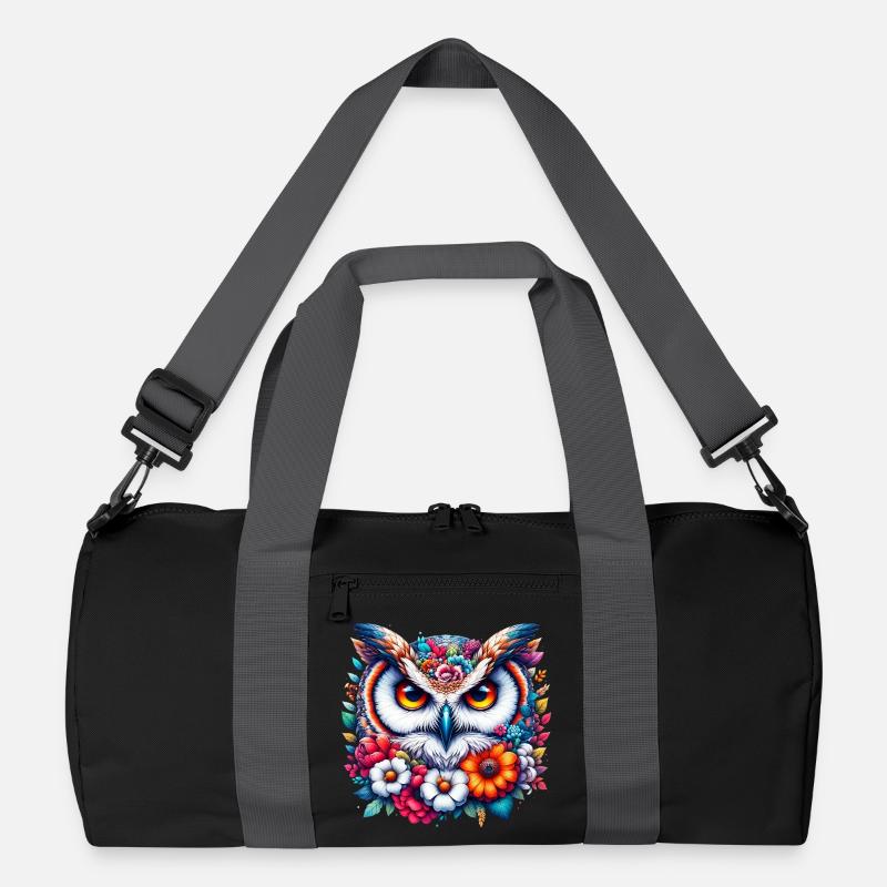 Eule mit Blumen geschmückt Recycelte Duffel Bag
