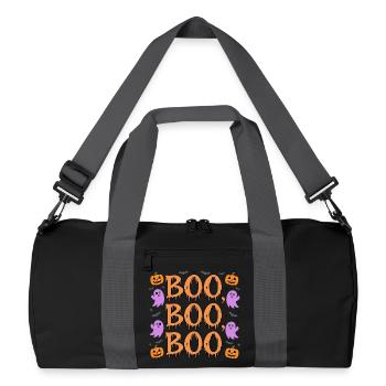 Fun Halloween ‘BOO’ Ghosts and Pumpkins - Recycled Duffel Bag - black/graphite grey - Front