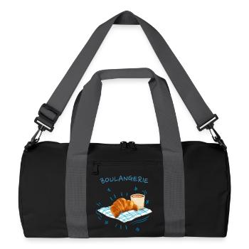 Retro Blue Croissant Bakery - Recycled Duffel Bag - black/graphite grey - Front