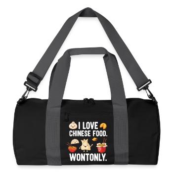 Design fantaisiste sur le thème de la cuisine chinoise - Sac de sport recyclé - noir/gris graphite - Devant