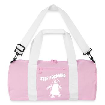 Step Forward Penguin – Line Art - Recycled Duffel Bag - pink/white - Front