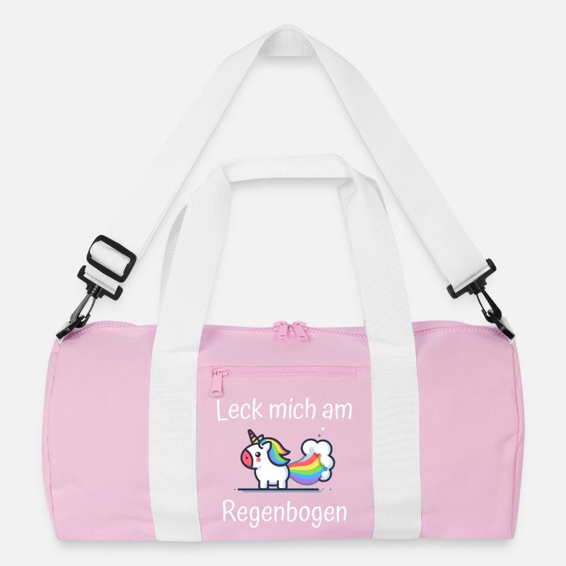 Leck mich am Regenbogen Einhorn Spruch Recycelte Duffel Bag