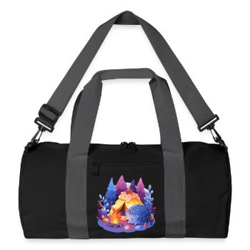Sleeping hedgehog at the campfire - Recycled Duffel Bag - black/graphite grey - Front