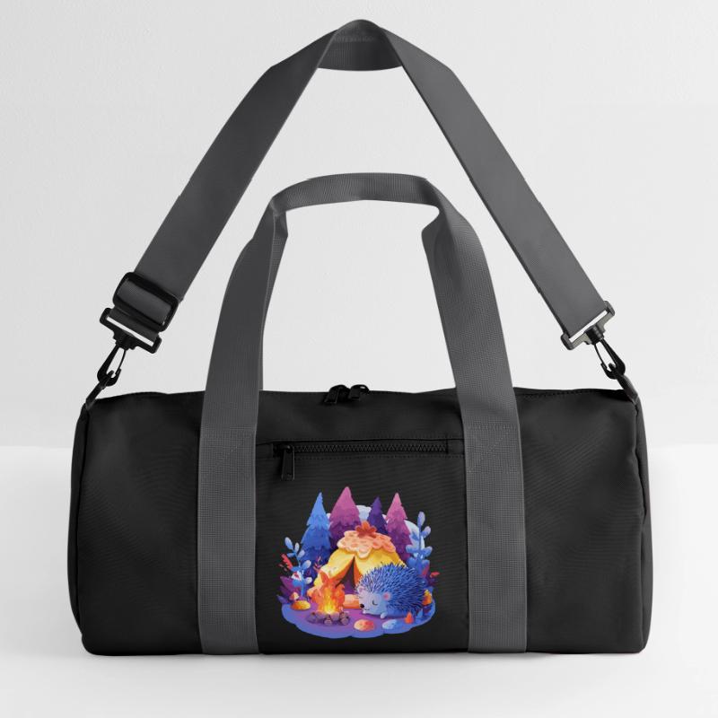 Sleeping hedgehog at the campfire Recycled Duffel Bag