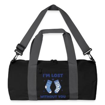 I'm Lost Without You – Sweet Socks Pun Design - Recycled Duffel Bag - black/graphite grey - Front