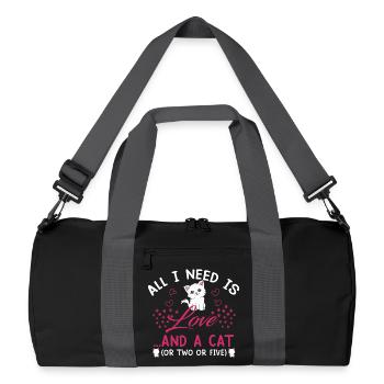 cat love - Recycled Duffel Bag - black/graphite grey - Front