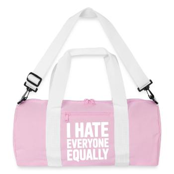 I Hate Everyone Equally - Recycled Duffel Bag - pink/white - Front