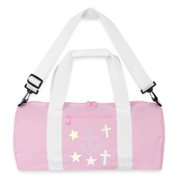 Chalk Nautik: Anker Sterne - Recycelte Duffel Bag - Rosa/Weiß - Vorne