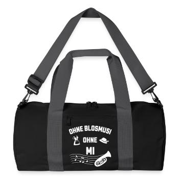 Ohne Blosmusi ohne mi - Frühschoppen - Recycelte Duffel Bag - Schwarz/Graphitgrau - Vorne