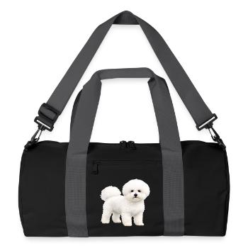 Chiot Bichon Frisé réaliste - Sac de sport recyclé - noir/gris graphite - Devant