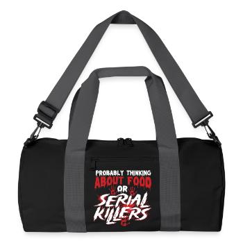 Food Or Serial Killers Funny True Crime - Recycled Duffel Bag - black/graphite grey - Front