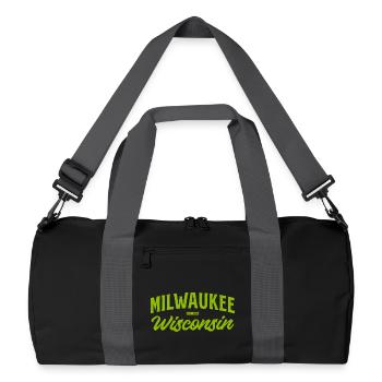 Milwaukee Wisconsin Vintage Script - Recycled Duffel Bag - black/graphite grey - Front