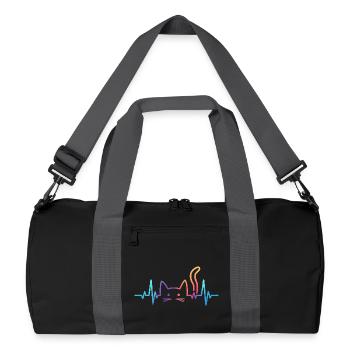 Cat ECG Heartbeat Rainbow Motif - Recycled Duffel Bag - black/graphite grey - Front