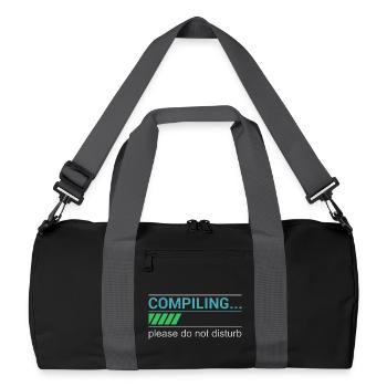 Funny Programmer T-Shirt - Compiling Please - Recycled Duffel Bag - black/graphite grey - Front