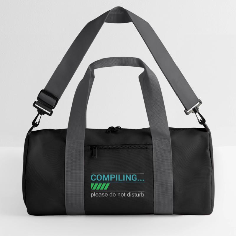 Funny Programmer T-Shirt - Compiling Please Recycled Duffel Bag
