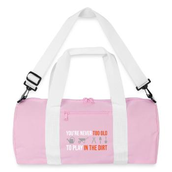Jamais trop vieux pour jouer dans la terre – Gärtner Design - Sac de sport recyclé - rose/blanc - Devant
