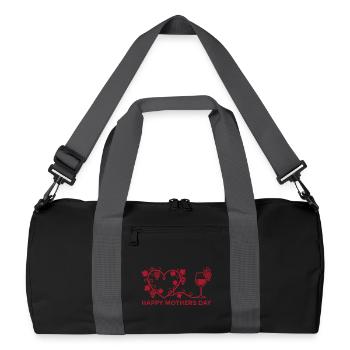 Happy Mothers Day Wein Herz Muttertag - Recycelte Duffel Bag - Schwarz/Graphitgrau - Vorne