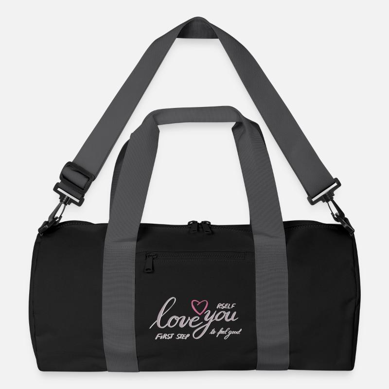 Liebe dich Selbst Herz Motiv Recycelte Duffel Bag