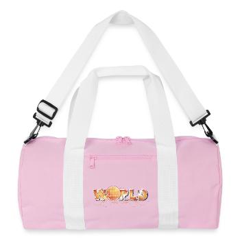 WORLD LOGO decorated - Recycled Duffel Bag - pink/white - Front