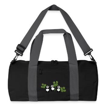 Kawaii Panda mit Bambus – Spaßiges und zartes Muster - Recycelte Duffel Bag - Schwarz/Graphitgrau - Vorne