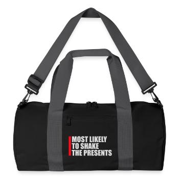 Most Likely to Shake the Presents Weihnachten Spaß - Recycelte Duffel Bag - Schwarz/Graphitgrau - Vorne