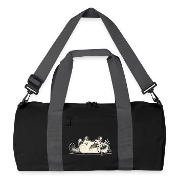 Grauer getigerter Katzen-Jäger-Jäger-Porträt - Recycelte Duffel Bag - Schwarz/Graphitgrau - Vorne