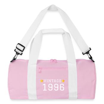VINTAGE_1996_texte_blanc_etoiles_jaunes_sans_ - Recycelte Duffel Bag - Rosa/Weiß - Vorne