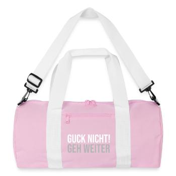 Guck nicht geh weiter - Recycelte Duffel Bag - Rosa/Weiß - Vorne